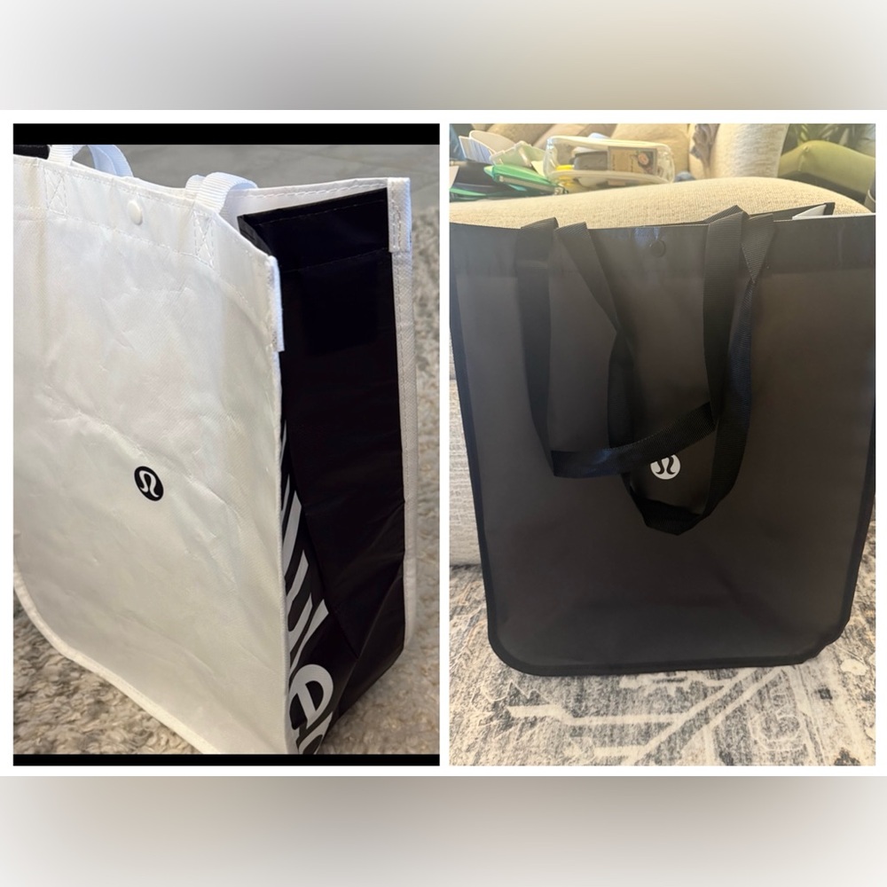 Large Lululemon White and Black reusable shopping Tote Bag